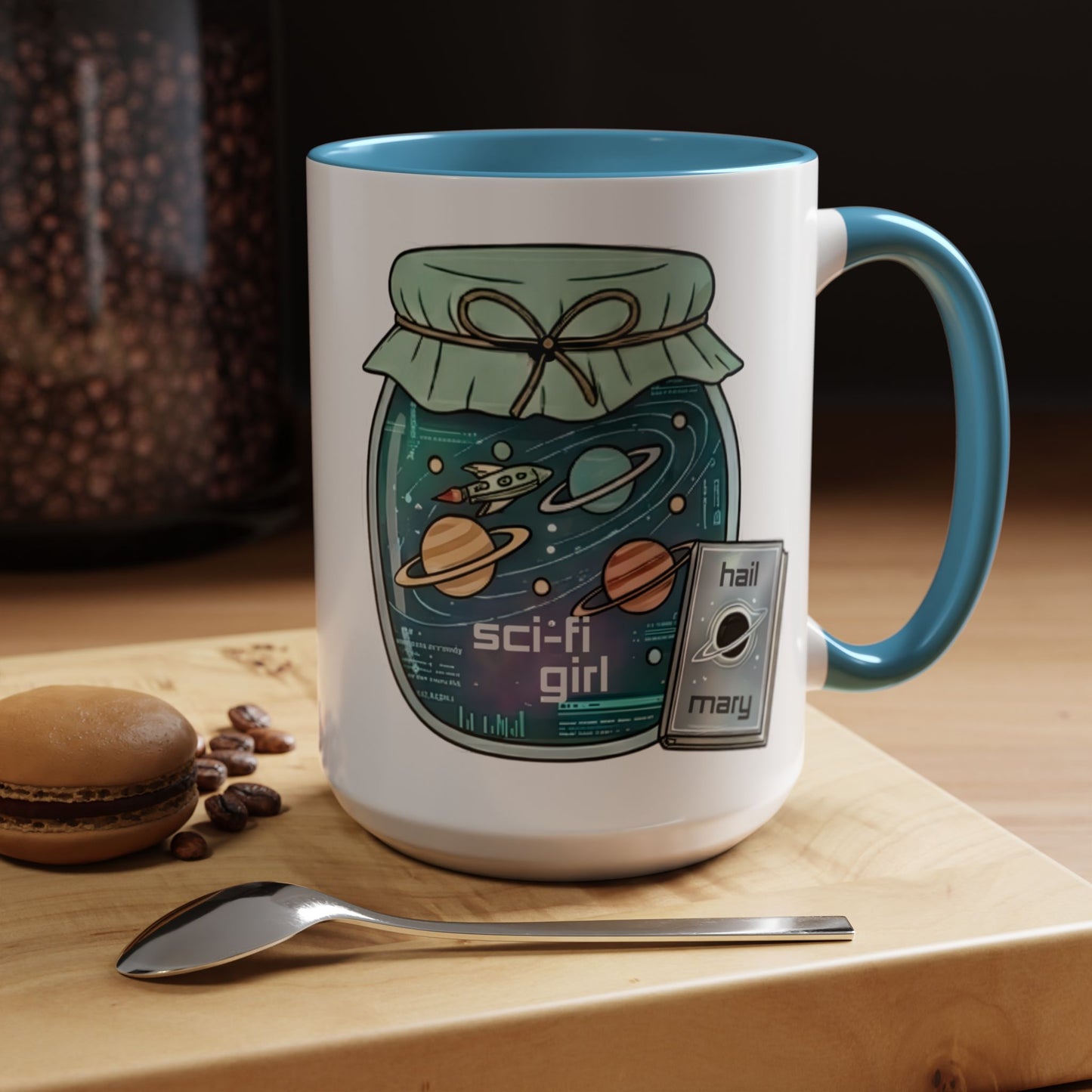 "Sci‑Fi Girl" JamJar Mug — Space Planets Accent Coffee Cup (11/15oz)