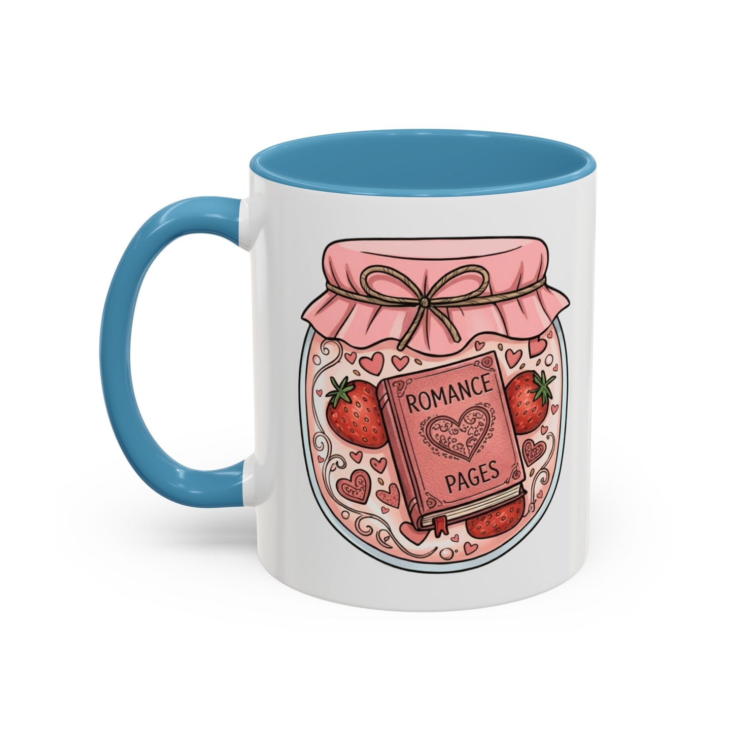 "Romance Pages" Jam Jar Coffee Mug — Cute Strawberry Jam Romance Readers Mug (11/15oz)