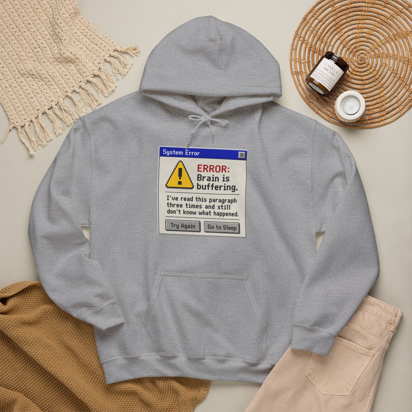 Neurospicy "ERROR: Brain is buffering" Retro Computer Alert Graphic Hoodie