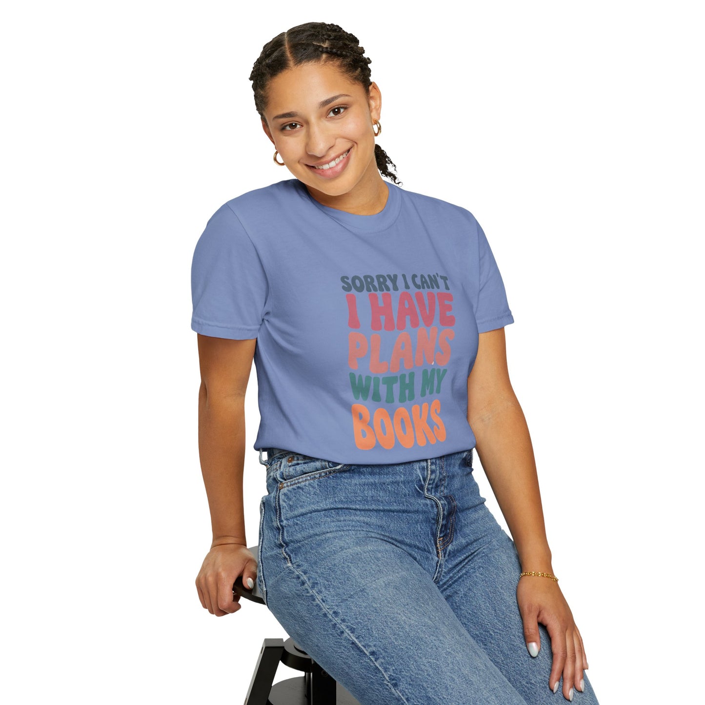 Book Lover T-Shirt — "Sorry I Can't, I Have Plans With My Books" Graphic Tee