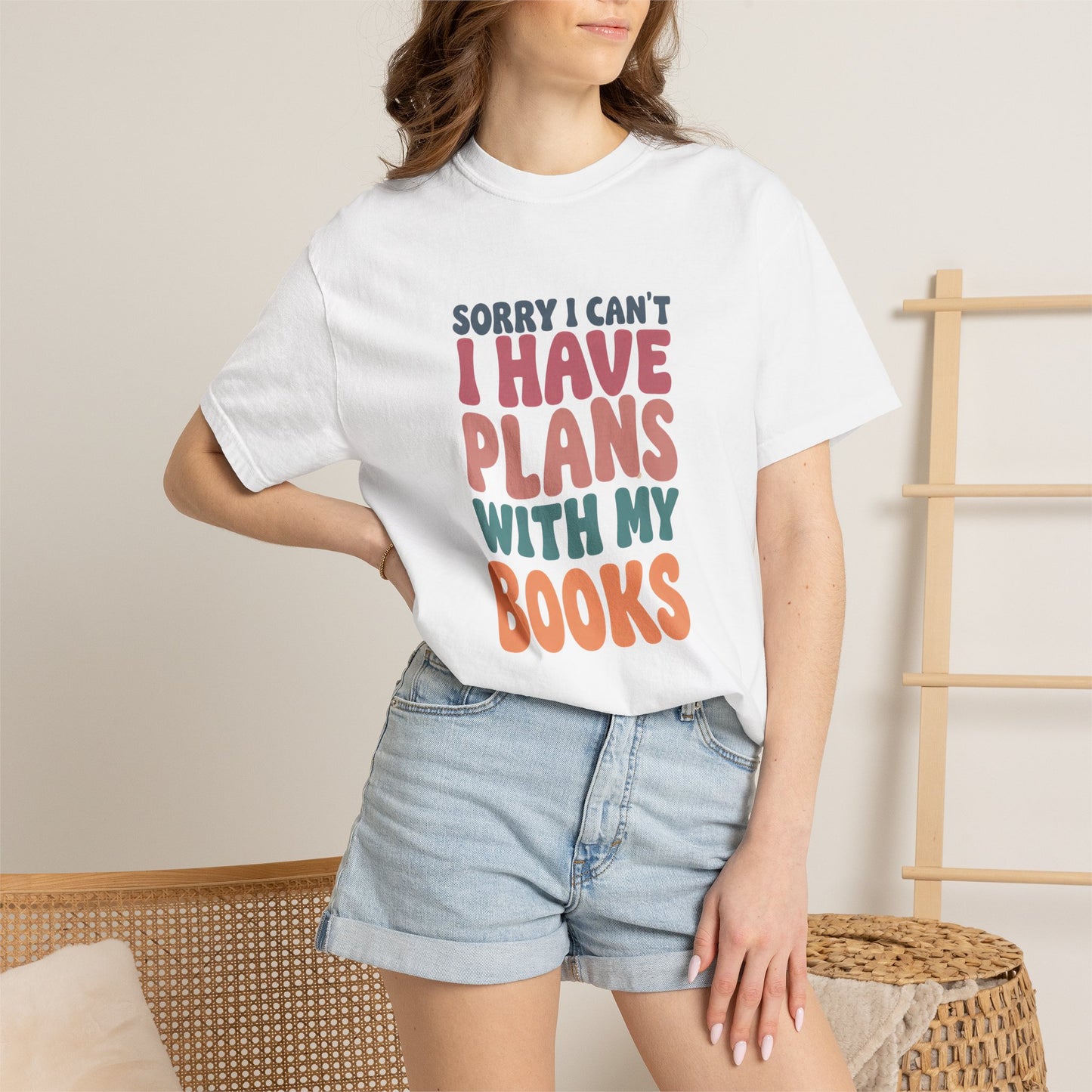 Book Lover T-Shirt — "Sorry I Can't, I Have Plans With My Books" Graphic Tee