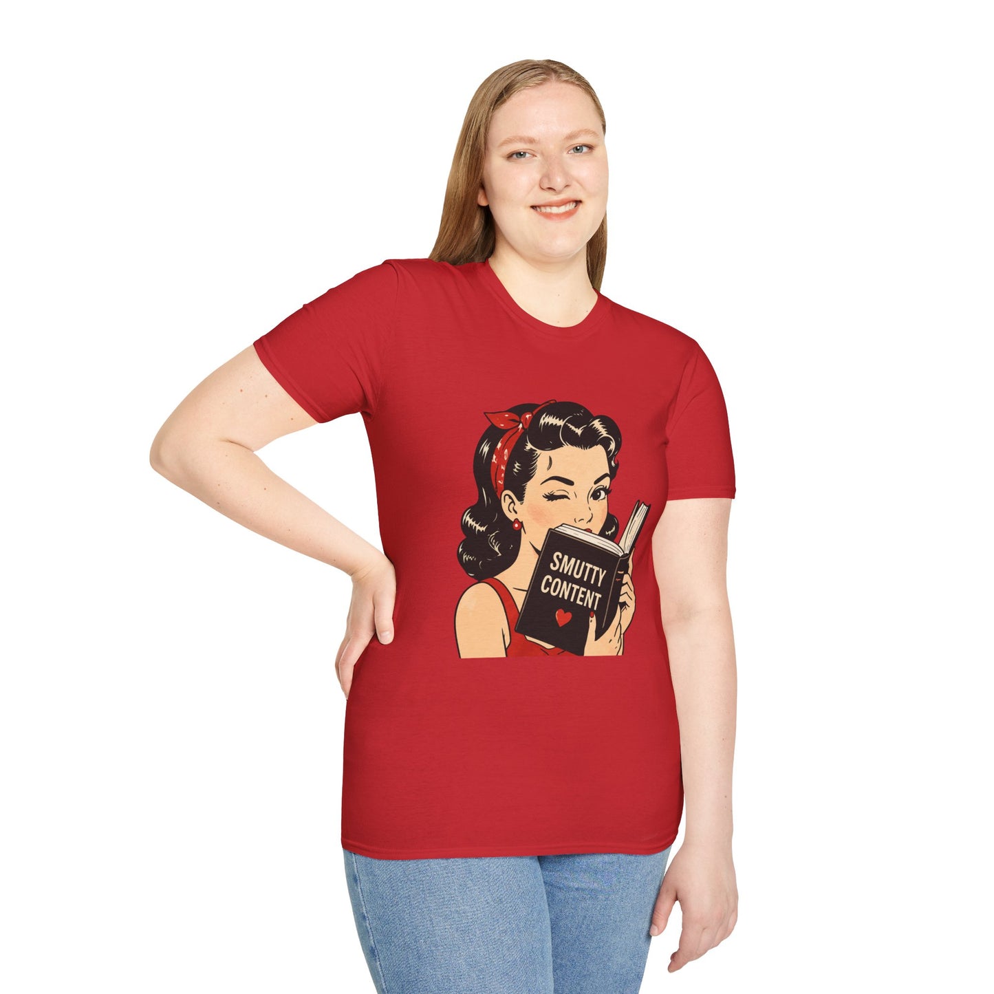 Lightweight Fabric - Vintage Pin-up Reading Tee — "Smutty Content" Graphic T-Shirt