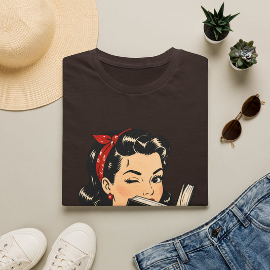 Lightweight Fabric - Vintage Pin-up Reading Tee — "Smutty Content" Graphic T-Shirt