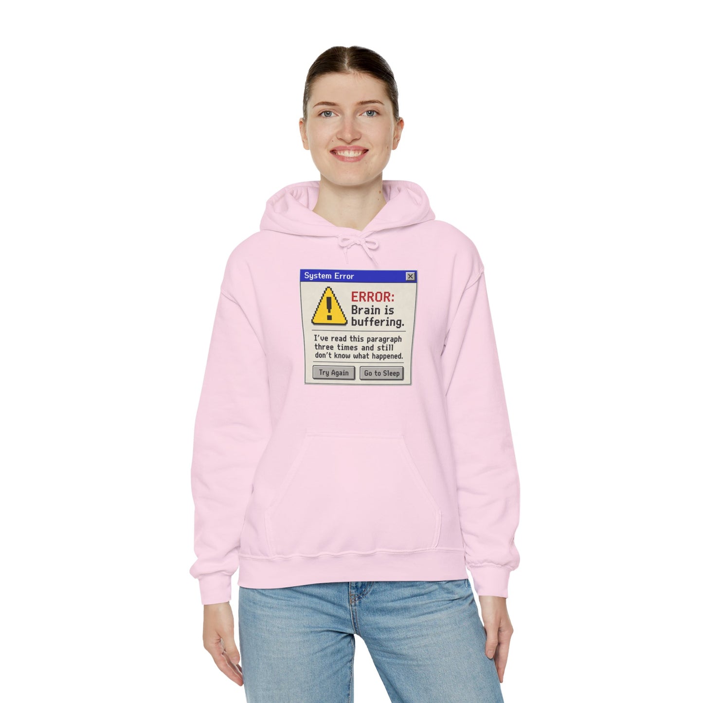 Neurospicy "ERROR: Brain is buffering" Retro Computer Alert Graphic Hoodie