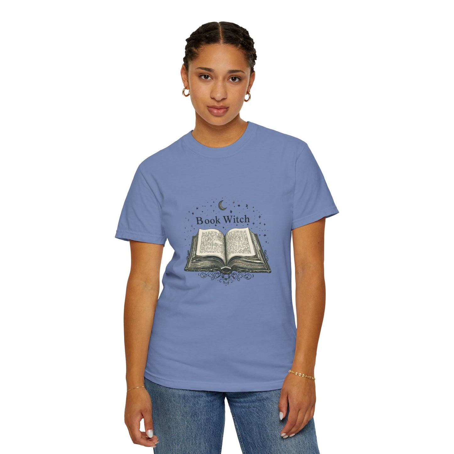 "Book Witch" T-Shirt — Vintage Open Spellbook Design for Readers & Witches
