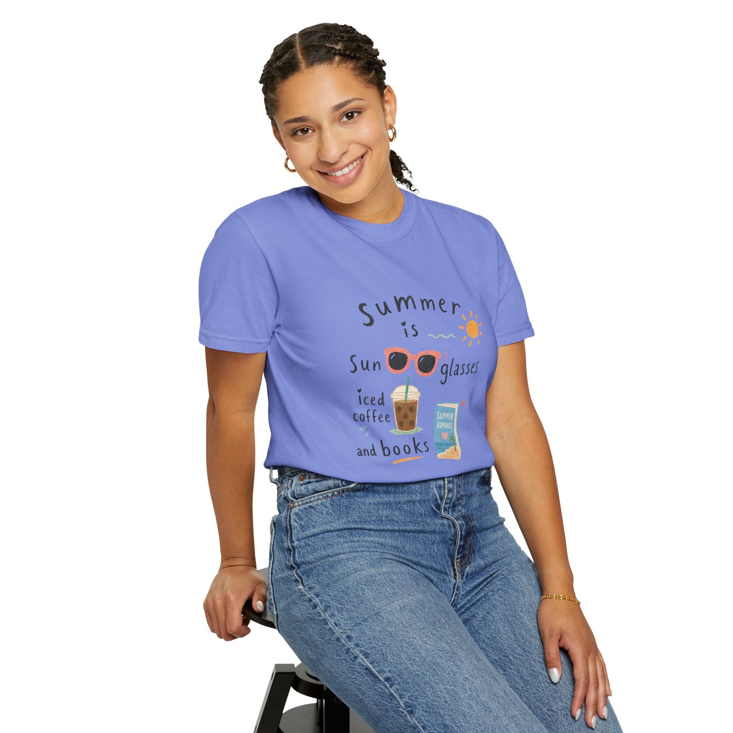 "Summer Is Sunglasses, Iced Coffee & Books" T-Shirt