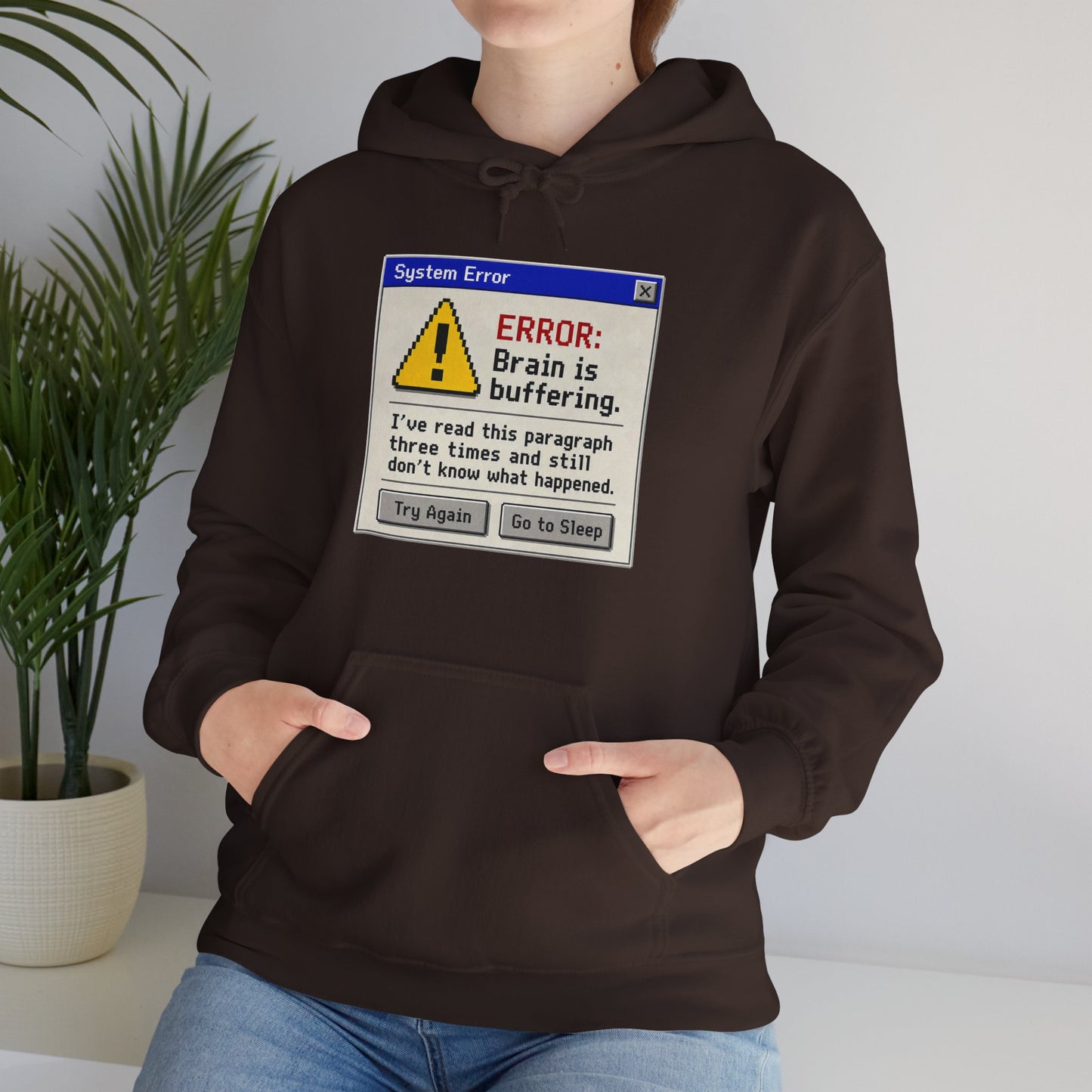 Neurospicy "ERROR: Brain is buffering" Retro Computer Alert Graphic Hoodie