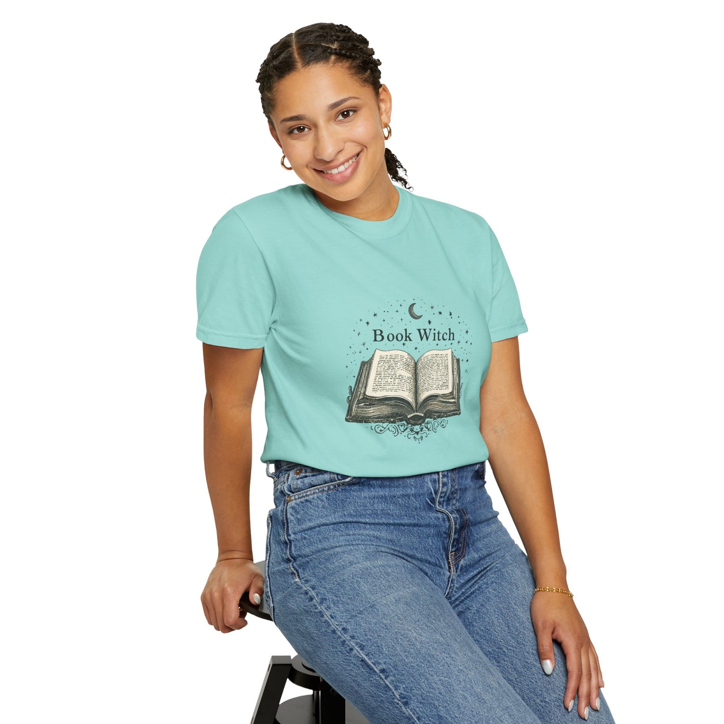"Book Witch" T-Shirt — Vintage Open Spellbook Design for Readers & Witches