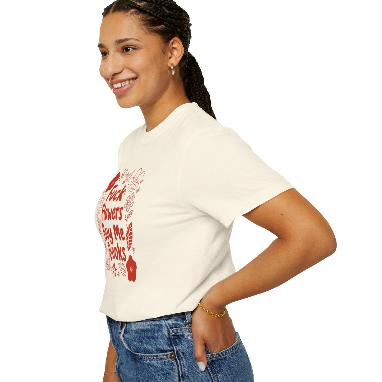 “Fuck Flowers Buy Me Books” Floral Graphic Tee