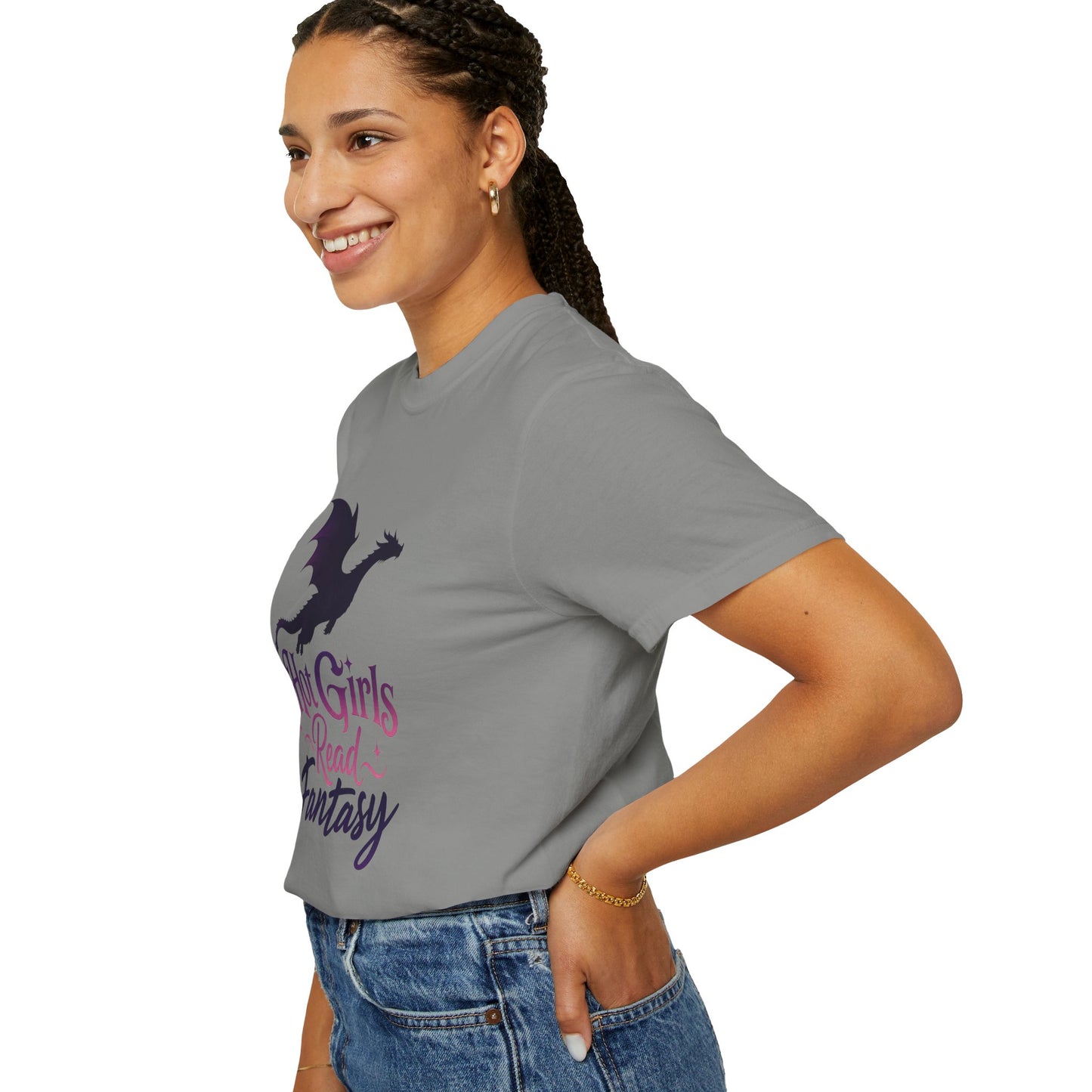 Fantasy Reader T‑Shirt — "Hot Girls Read Fantasy" Dragon Graphic