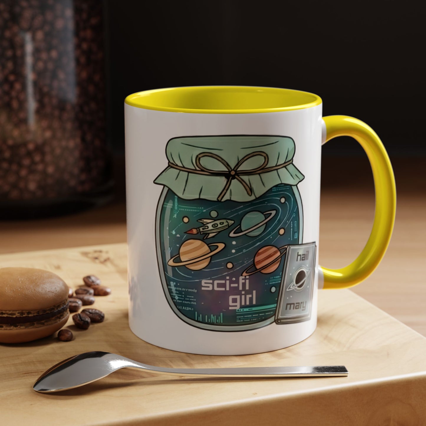 "Sci‑Fi Girl" JamJar Mug — Space Planets Accent Coffee Cup (11/15oz)