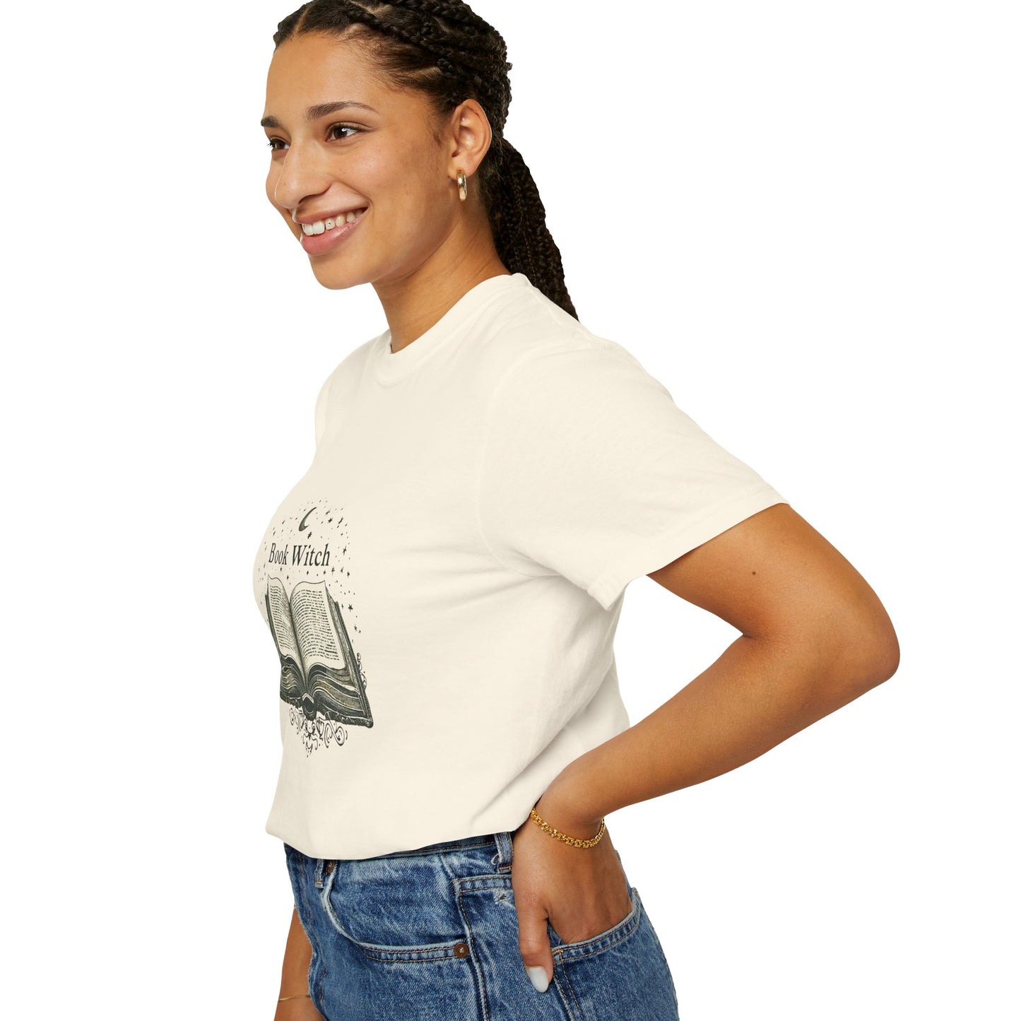 "Book Witch" T-Shirt — Vintage Open Spellbook Design for Readers & Witches