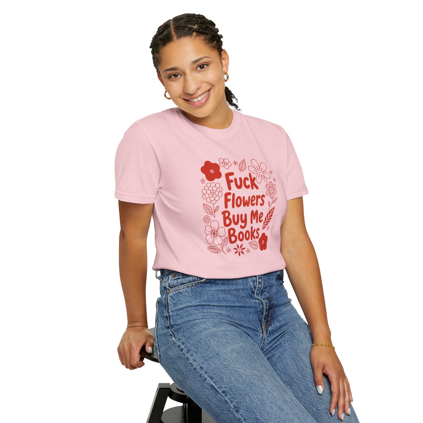 “Fuck Flowers Buy Me Books” Floral Graphic Tee