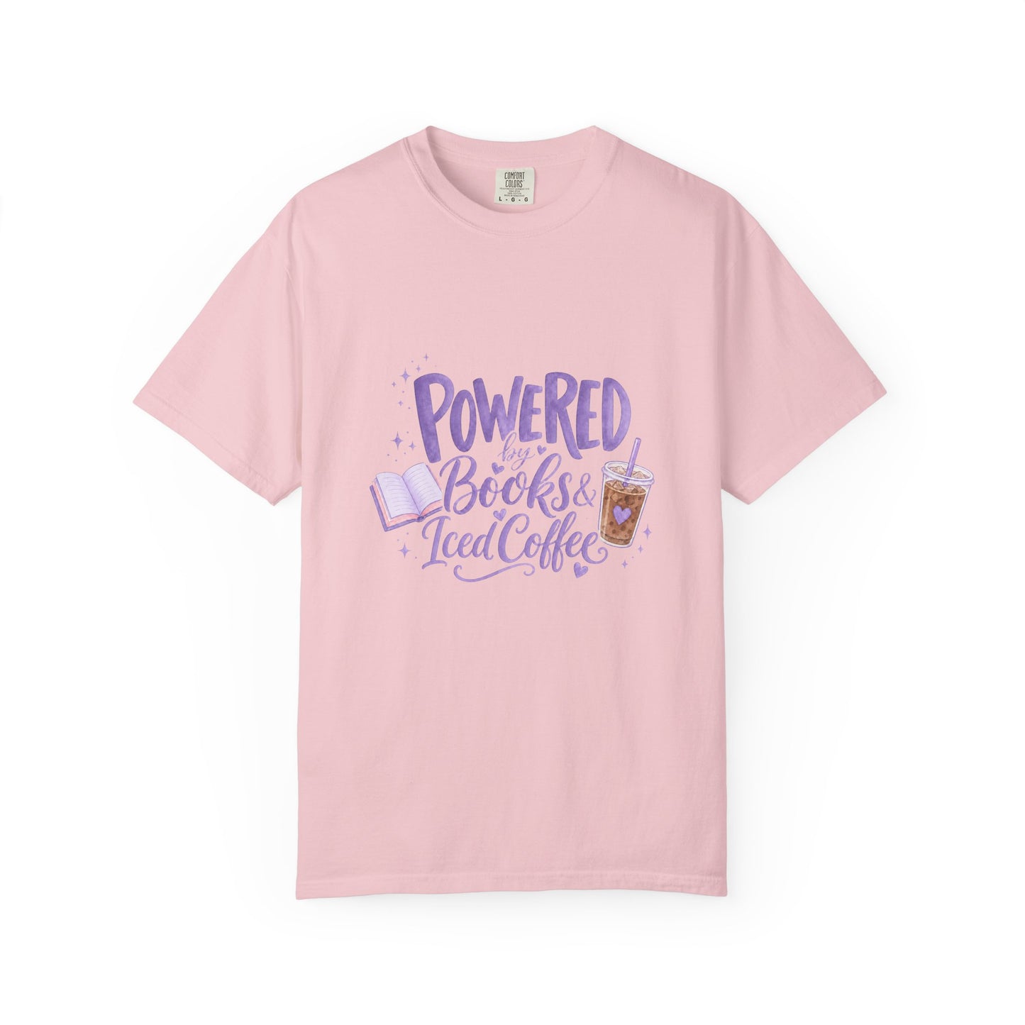 Book Lover T‑Shirt — "Powered by Books & Iced Coffee" Graphic Tee