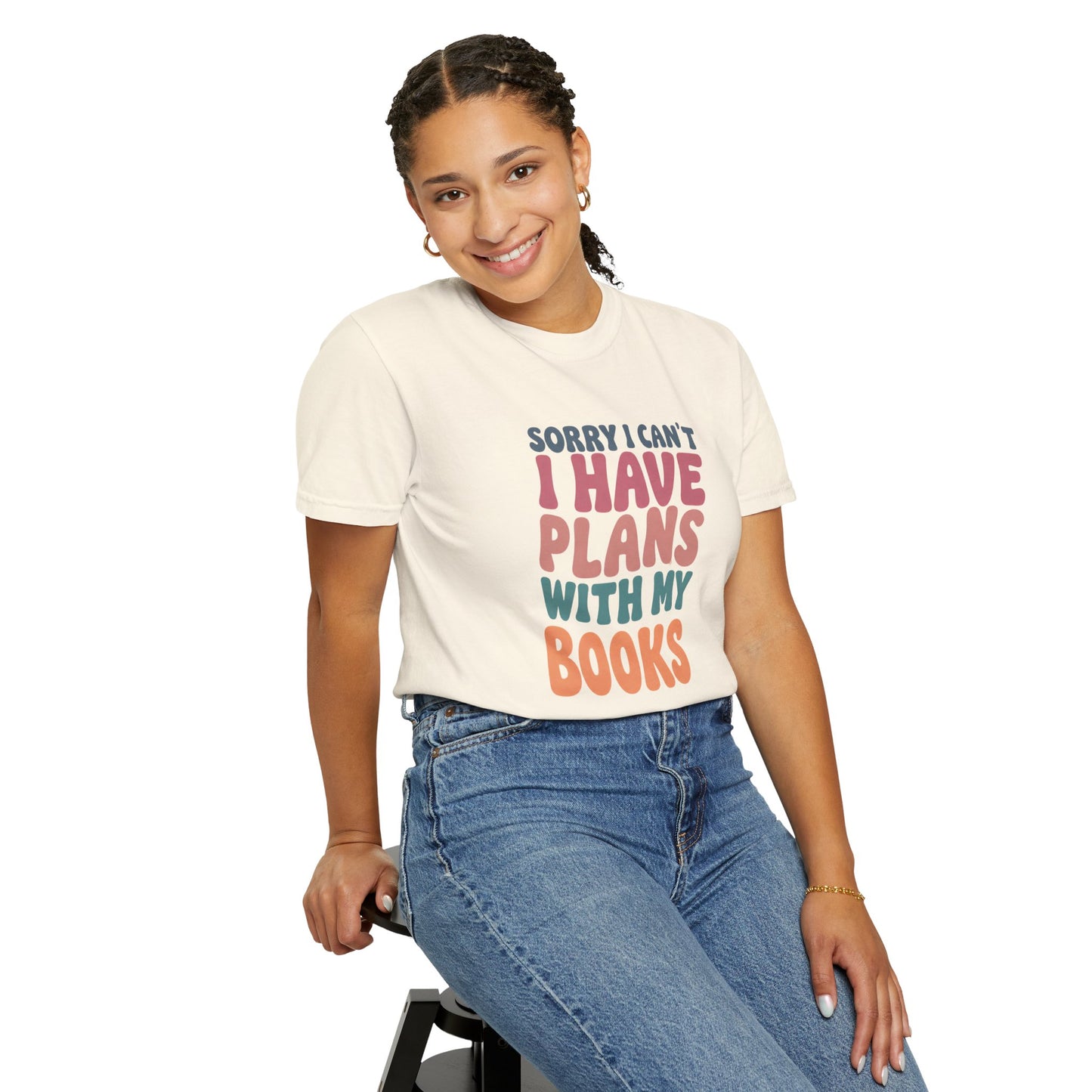 Book Lover T-Shirt — "Sorry I Can't, I Have Plans With My Books" Graphic Tee