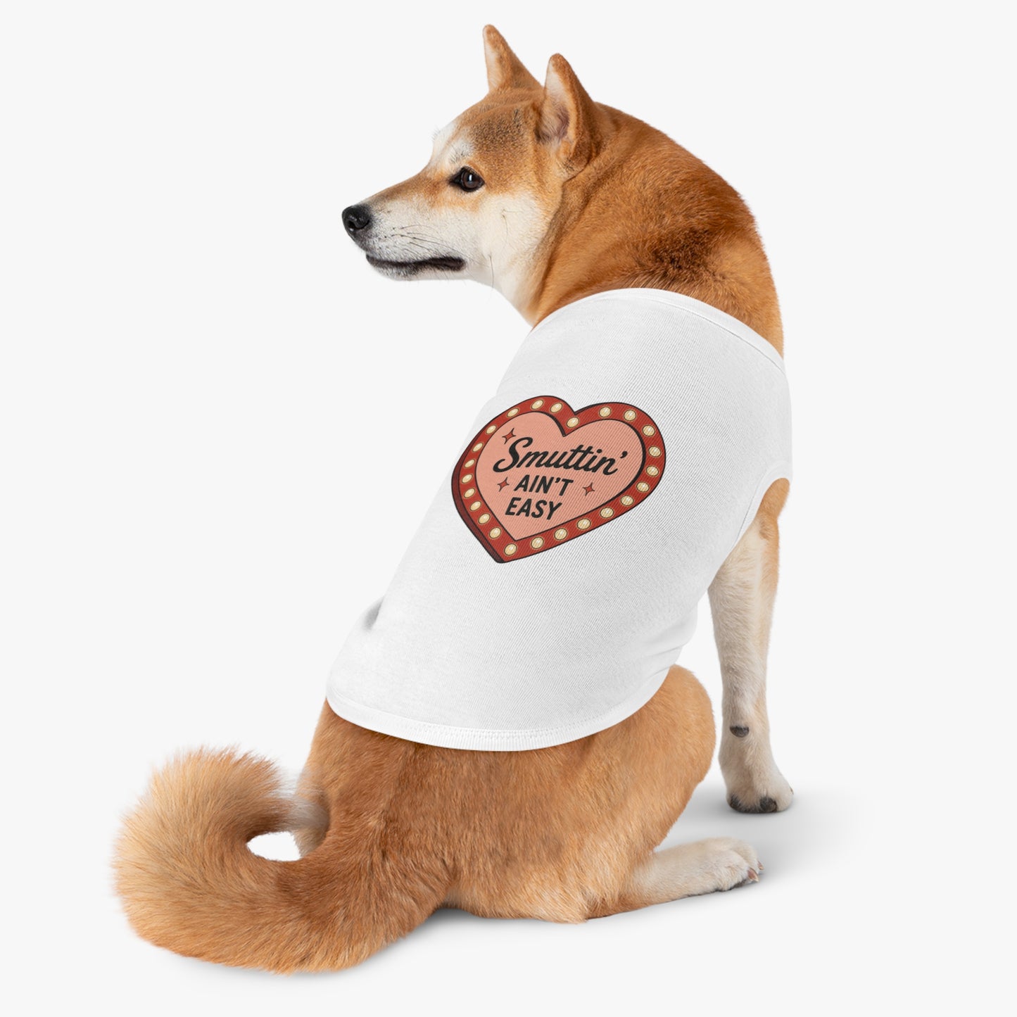 Pet Tank Top — “Smuttin' Ain’t Easy” Smut Readers Heart Marquee Dog Shirt