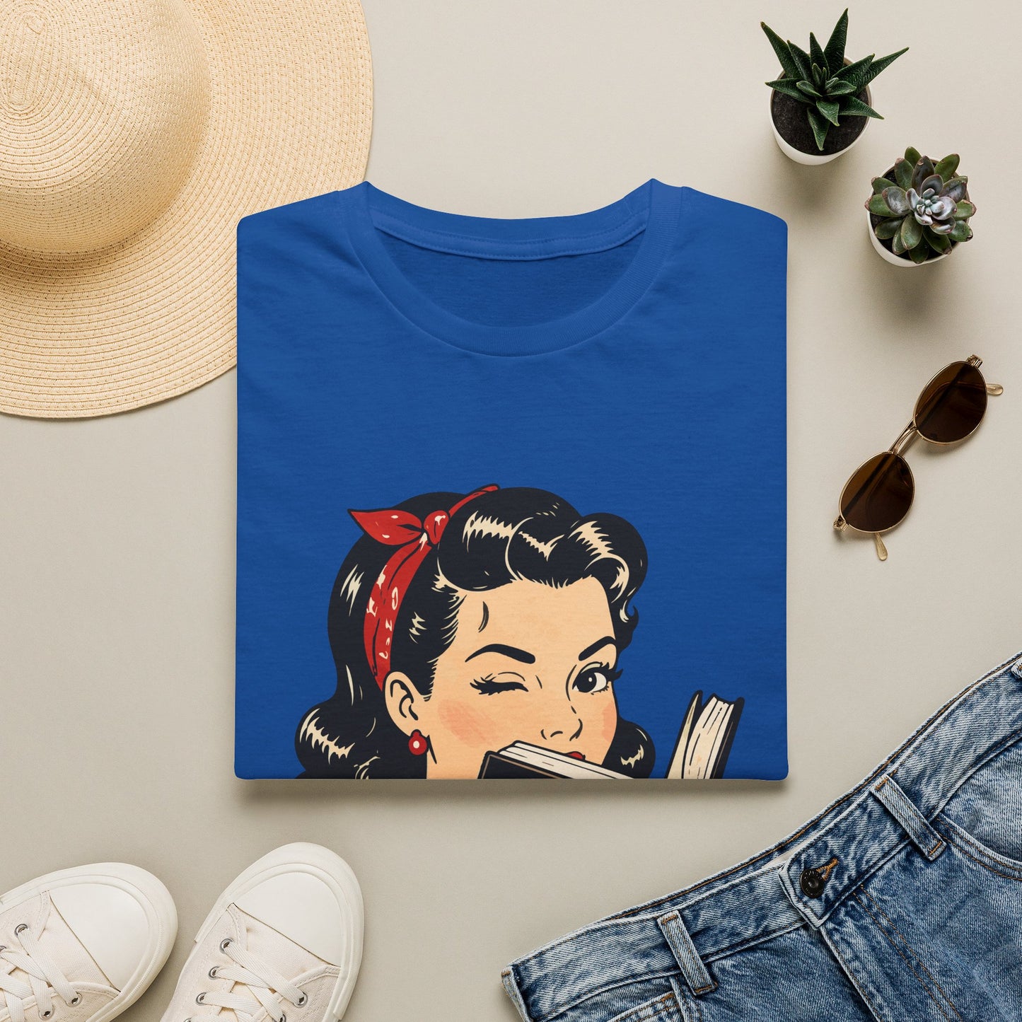 Lightweight Fabric - Vintage Pin-up Reading Tee — "Smutty Content" Graphic T-Shirt