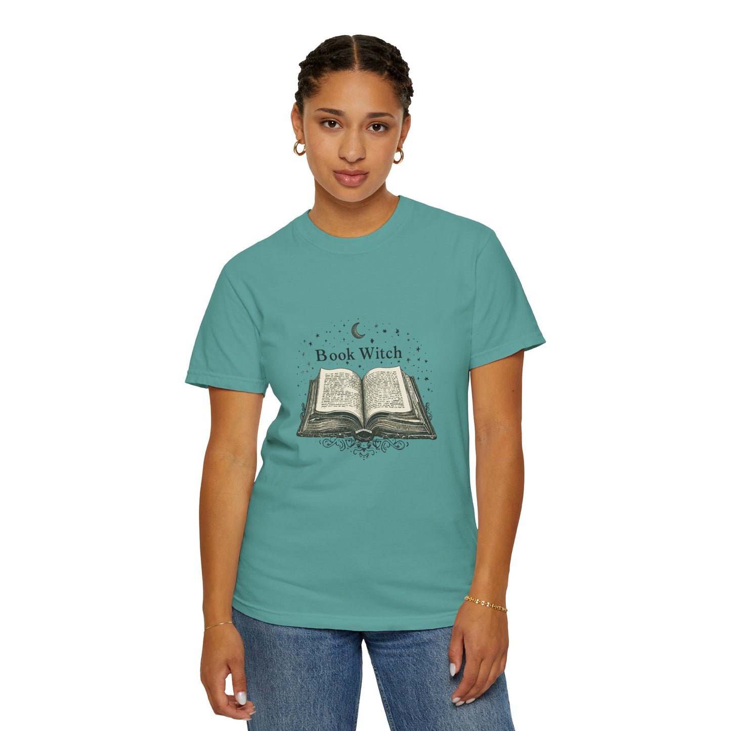 "Book Witch" T-Shirt — Vintage Open Spellbook Design for Readers & Witches