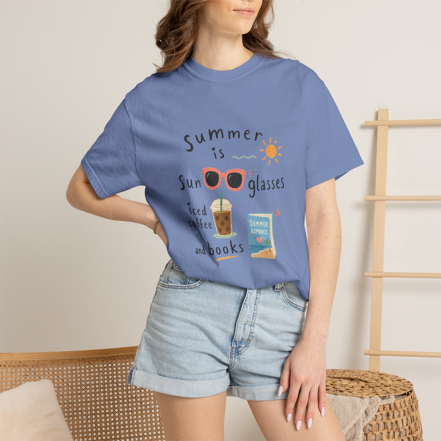 "Summer Is Sunglasses, Iced Coffee & Books" T-Shirt