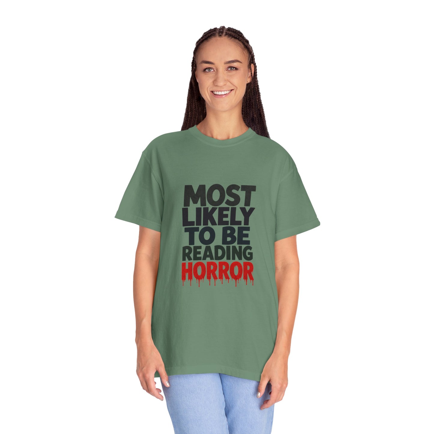 Horror Reader T-Shirt — "Most Likely to Be Reading Horror" Graphic Tee