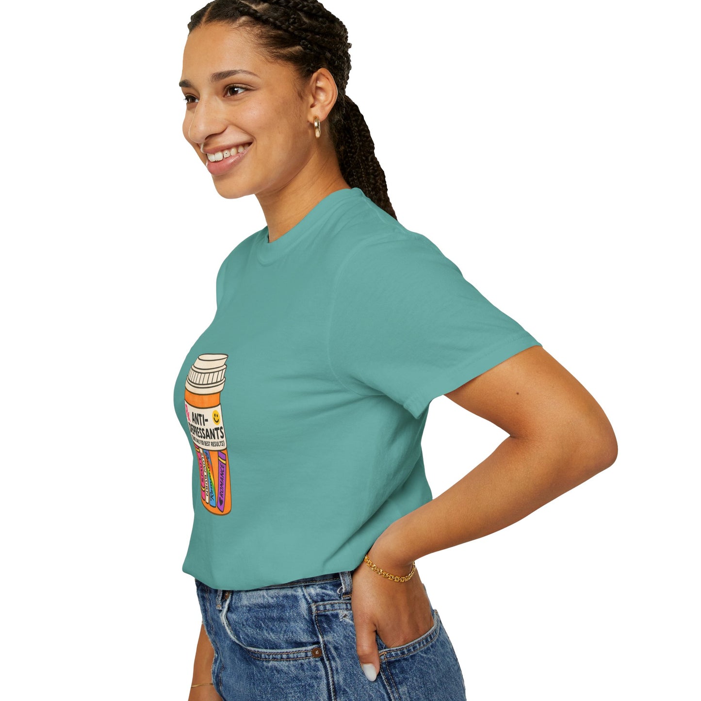 T-Shirt — "Anti-Depressants" Coffee & Books Graphic Tee
