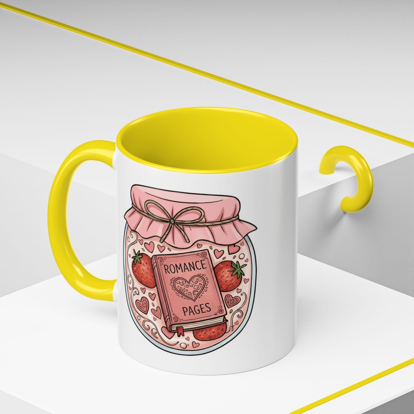 "Romance Pages" Jam Jar Coffee Mug — Cute Strawberry Jam Romance Readers Mug (11/15oz)