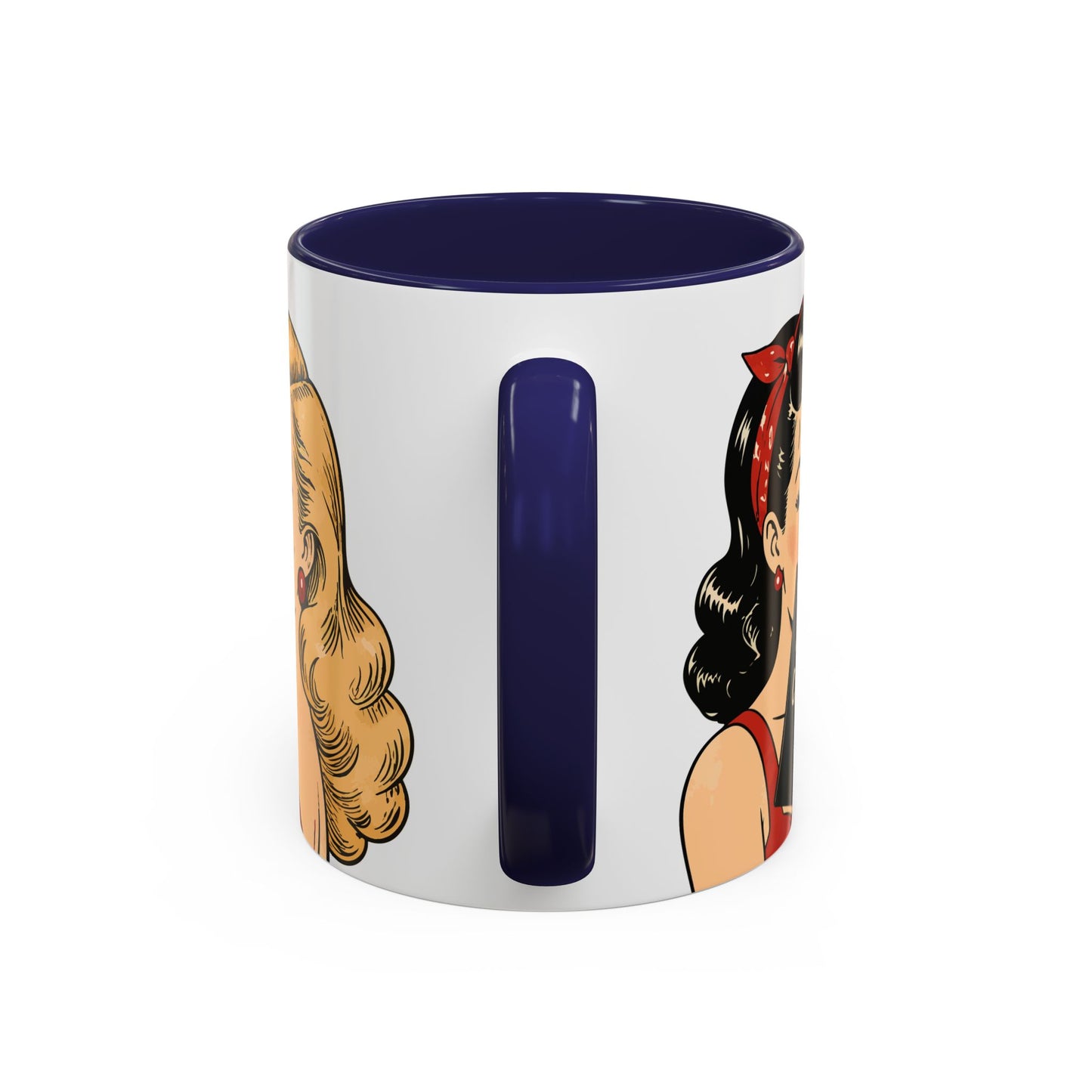 Retro Pin-Up Coffee Mug — Vintage Pop Art Woman with Heart Lollipop (11oz)