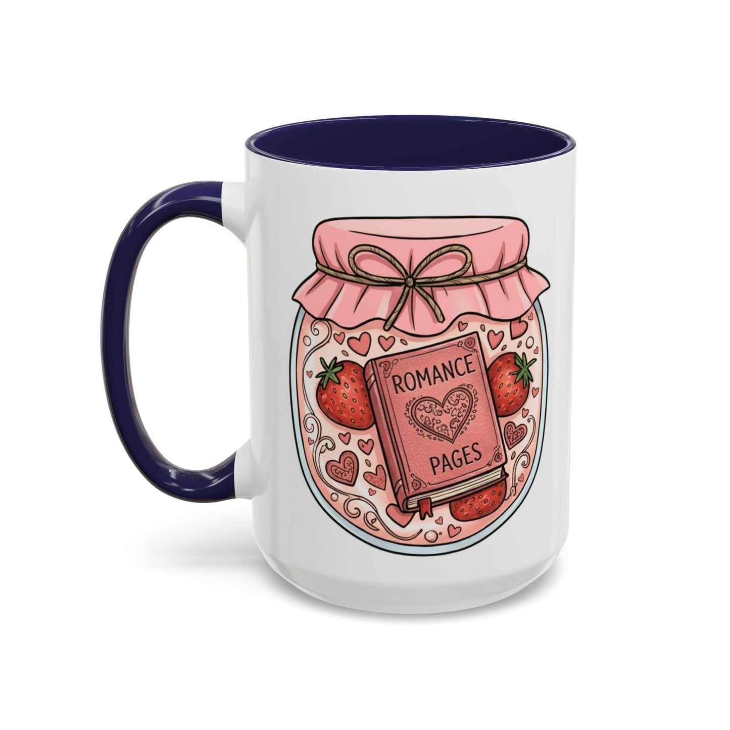 "Romance Pages" Jam Jar Coffee Mug — Cute Strawberry Jam Romance Readers Mug (11/15oz)