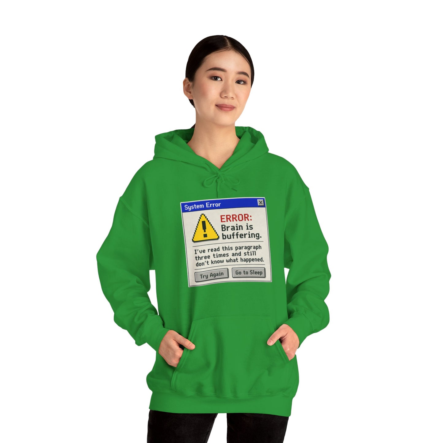Neurospicy "ERROR: Brain is buffering" Retro Computer Alert Graphic Hoodie