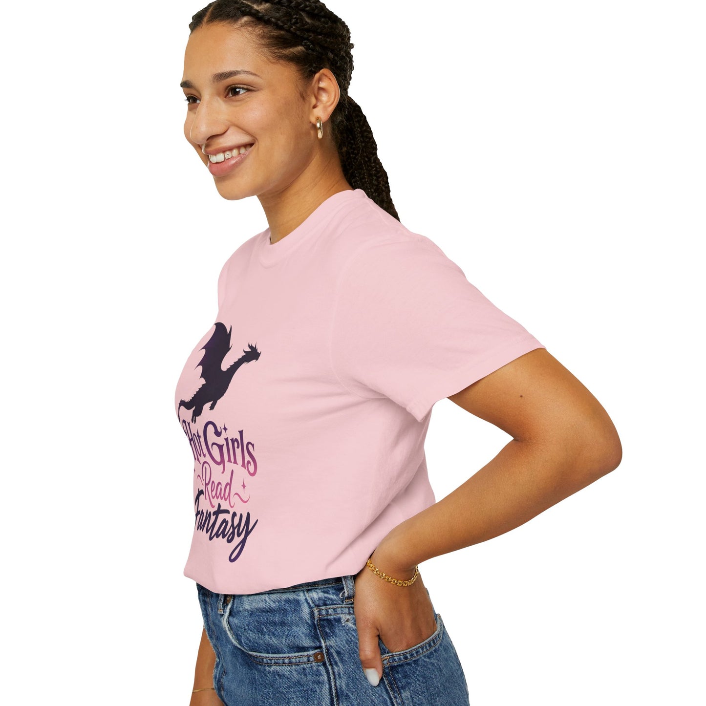 Fantasy Reader T‑Shirt — "Hot Girls Read Fantasy" Dragon Graphic