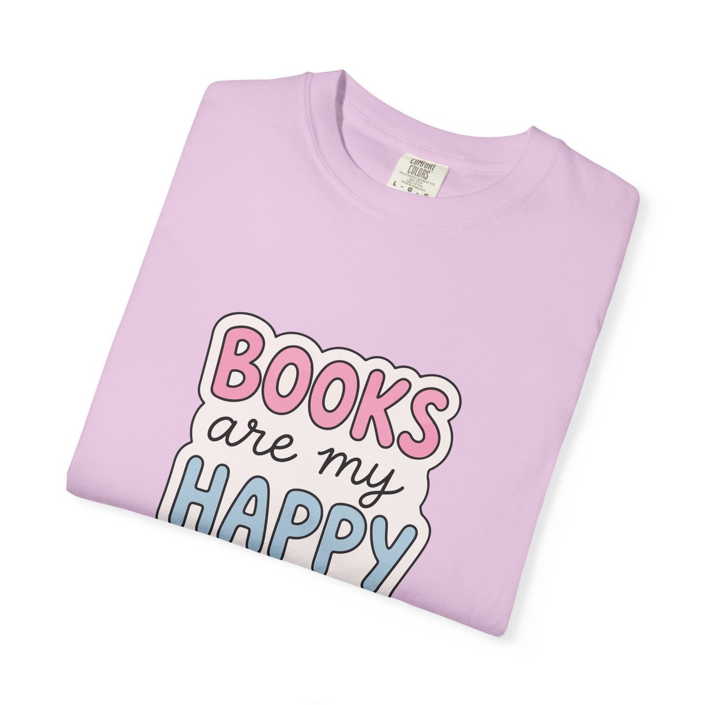 "Books Are My Happy Place" T-Shirt — Cute Pastel Reader Tee