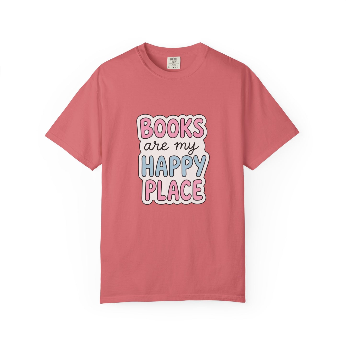 "Books Are My Happy Place" T-Shirt — Cute Pastel Reader Tee