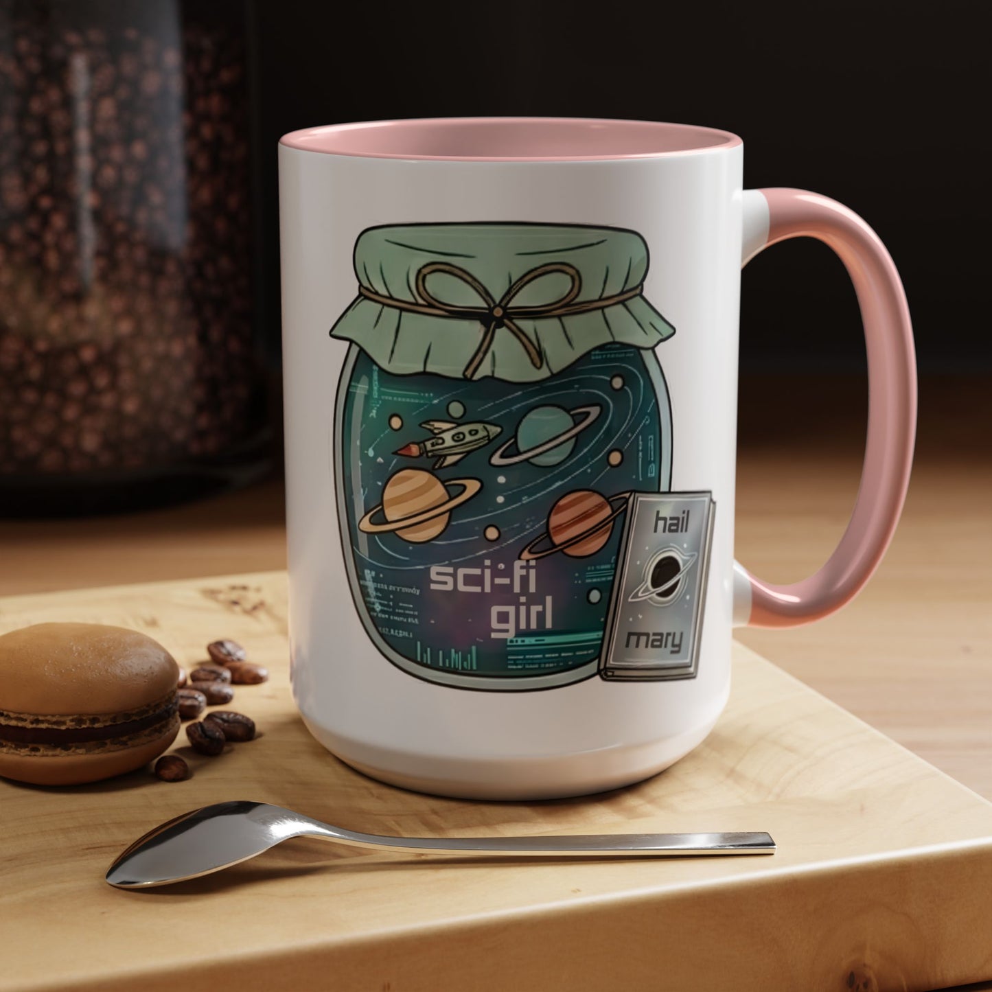 "Sci‑Fi Girl" JamJar Mug — Space Planets Accent Coffee Cup (11/15oz)