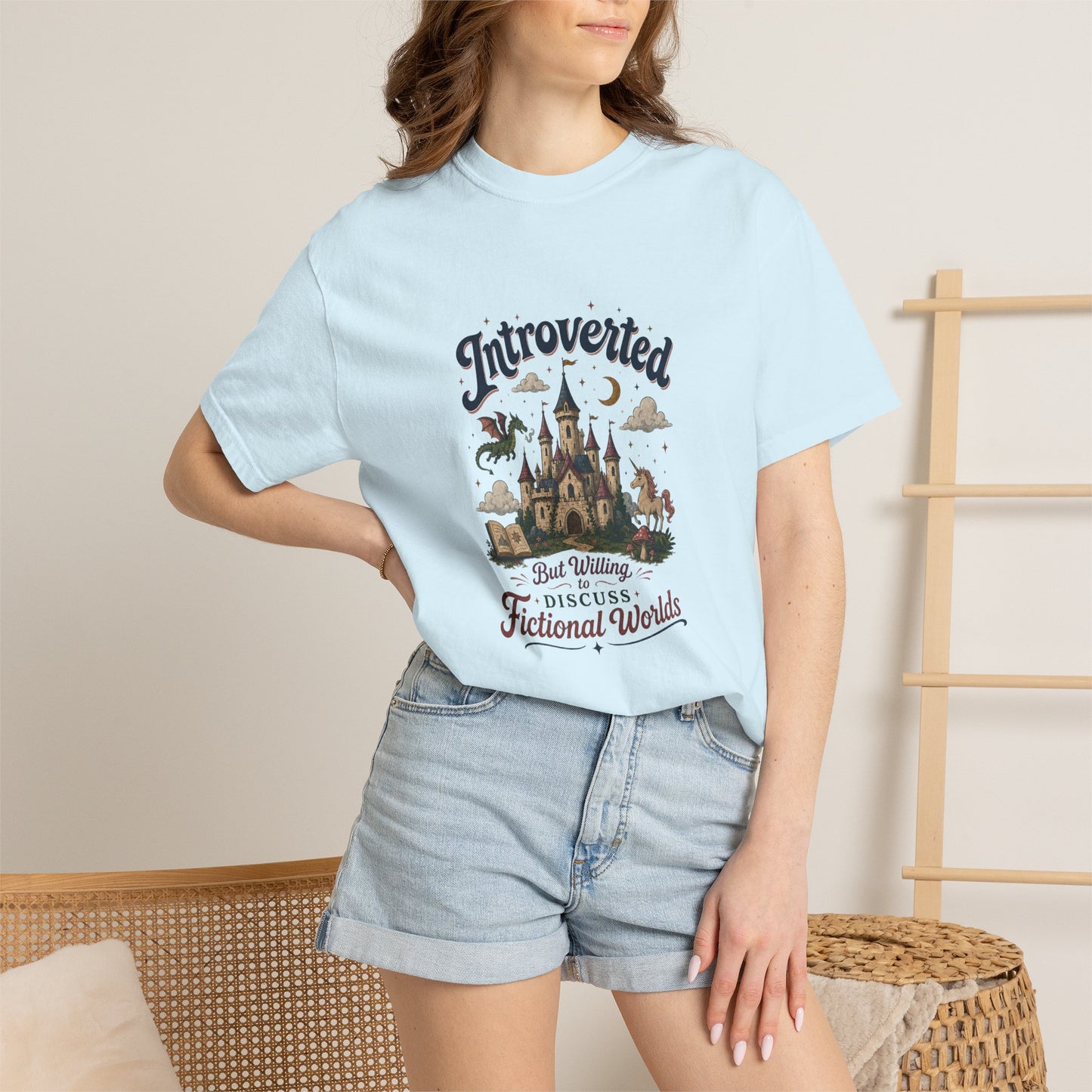 "Introverted But Willingly Discuss Fictional Worlds" Fantasy Lovers T-Shirt