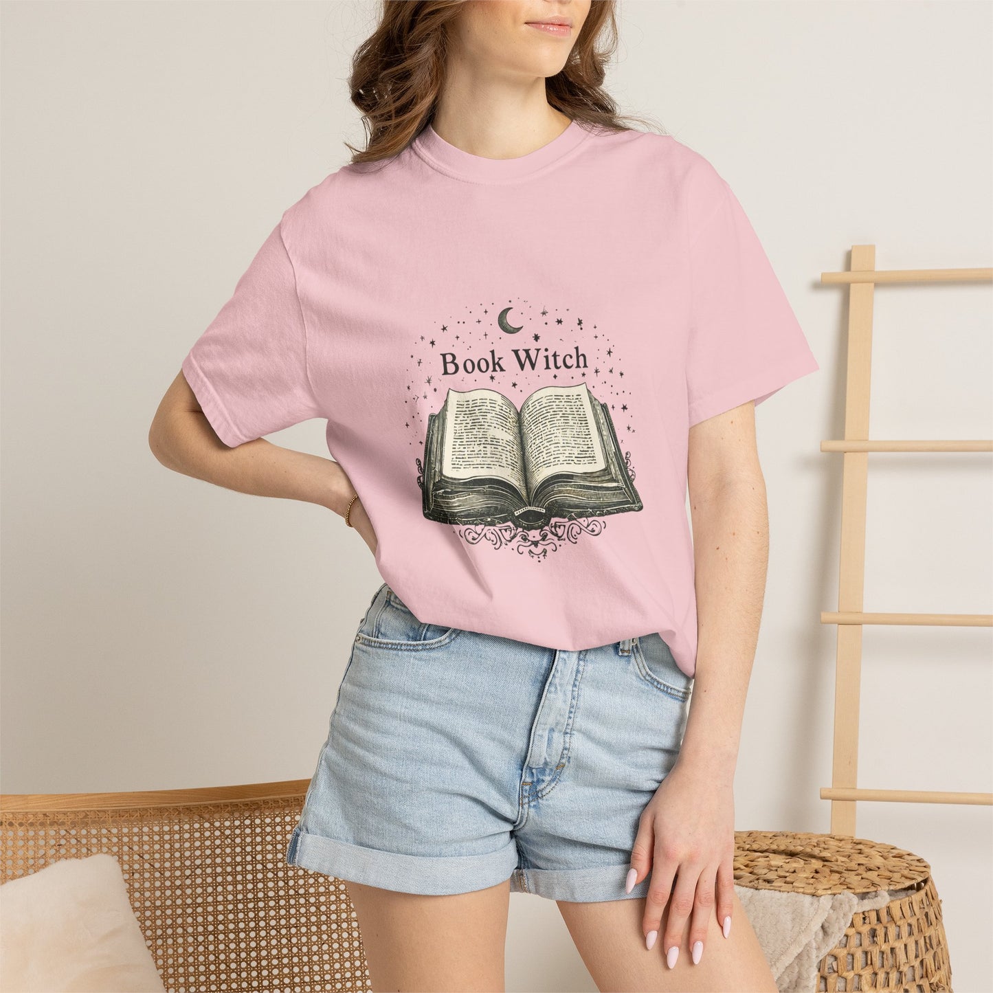 "Book Witch" T-Shirt — Vintage Open Spellbook Design for Readers & Witches