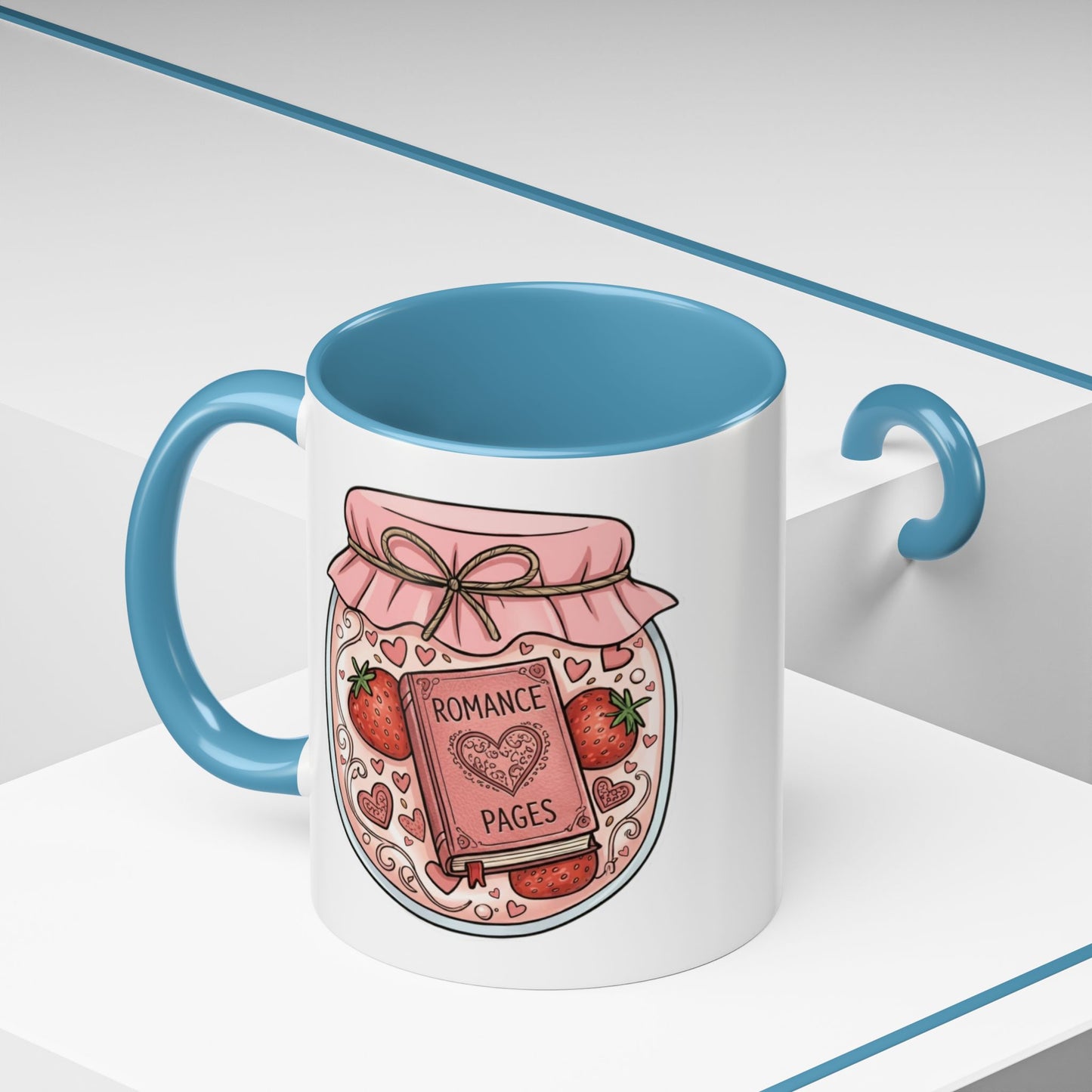 "Romance Pages" Jam Jar Coffee Mug — Cute Strawberry Jam Romance Readers Mug (11/15oz)