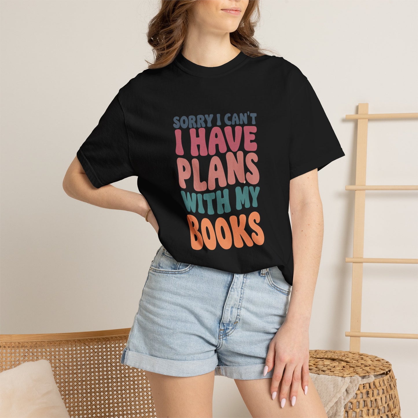 Book Lover T-Shirt — "Sorry I Can't, I Have Plans With My Books" Graphic Tee