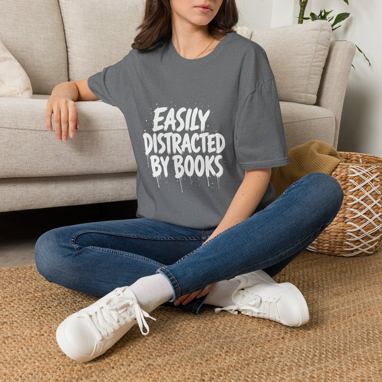 Lightweight Fabric - "Easily Distracted by Books" T‑Shirt