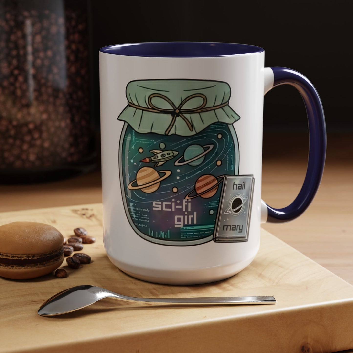 "Sci‑Fi Girl" JamJar Mug — Space Planets Accent Coffee Cup (11/15oz)