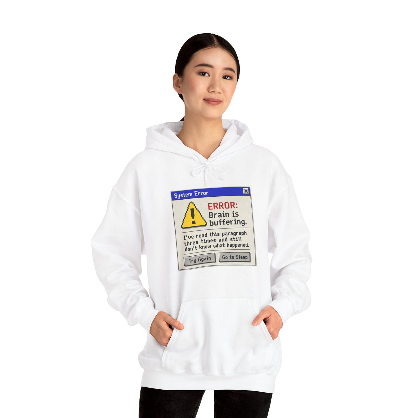 Neurospicy "ERROR: Brain is buffering" Retro Computer Alert Graphic Hoodie