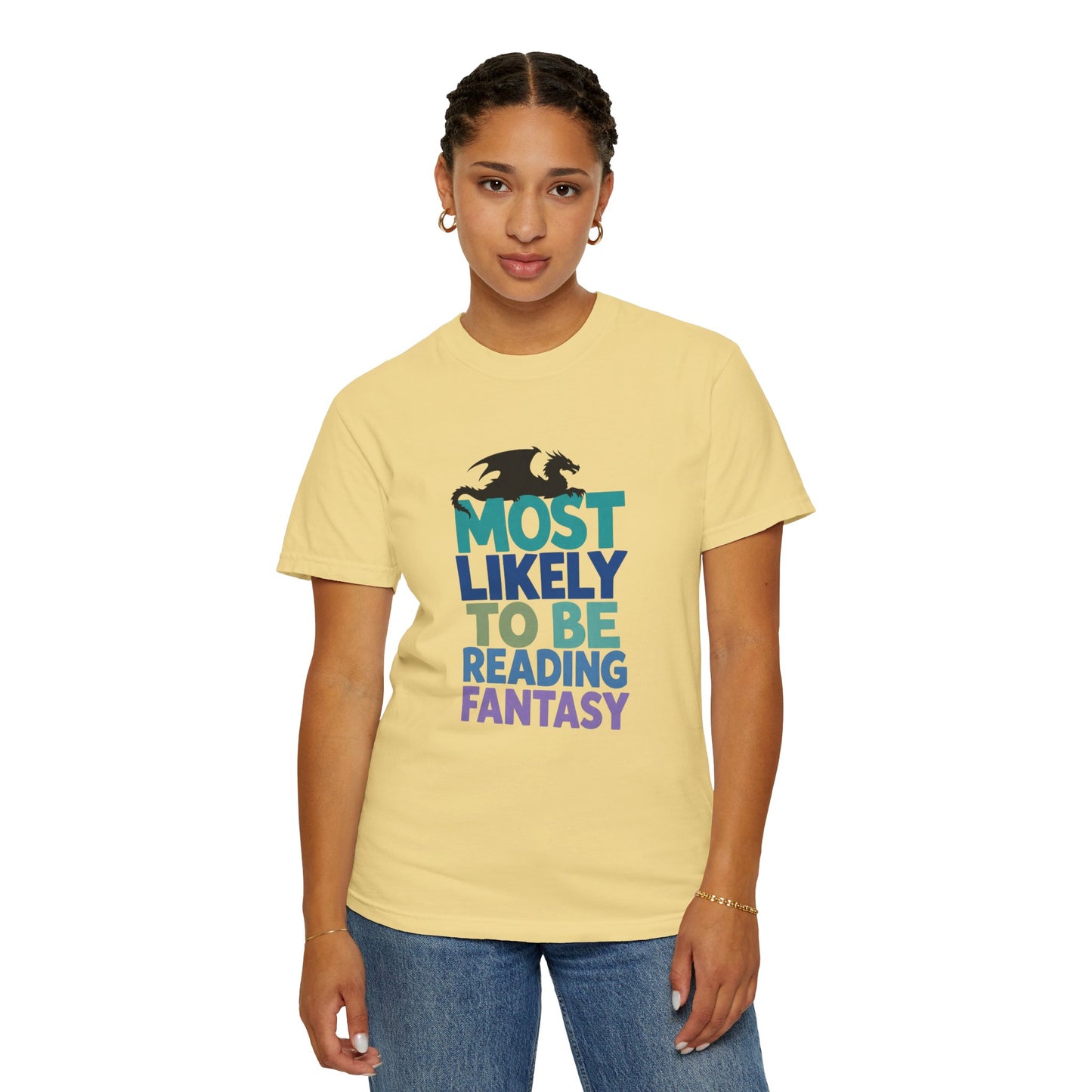 Fantasy Reader T-Shirt — "Most Likely to Be Reading Fantasy" Graphic Tee