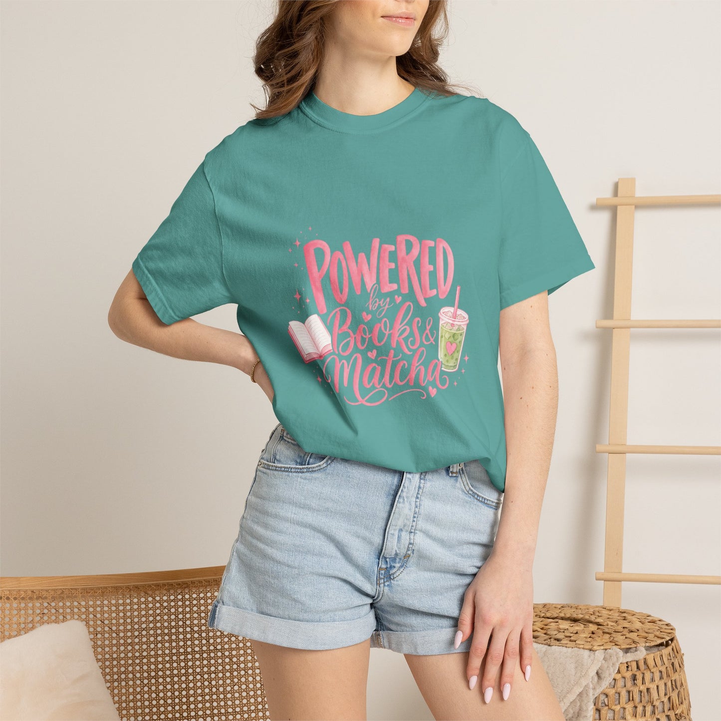 "Powered by Books & Matcha" T-Shirt