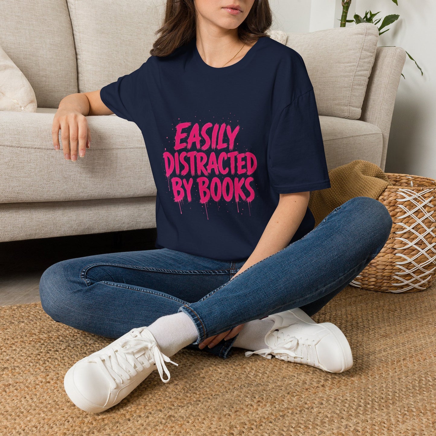 Lightweight Fabric - "Easily Distracted by Books" T‑Shirt