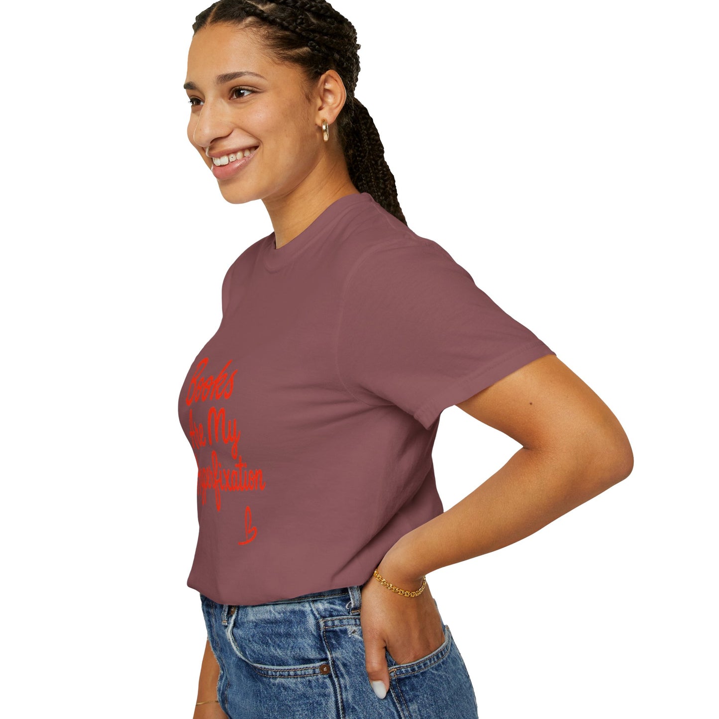 Books Are My Hyperfixation T-Shirt — Cute Red Script Reading Tee for Book Lovers