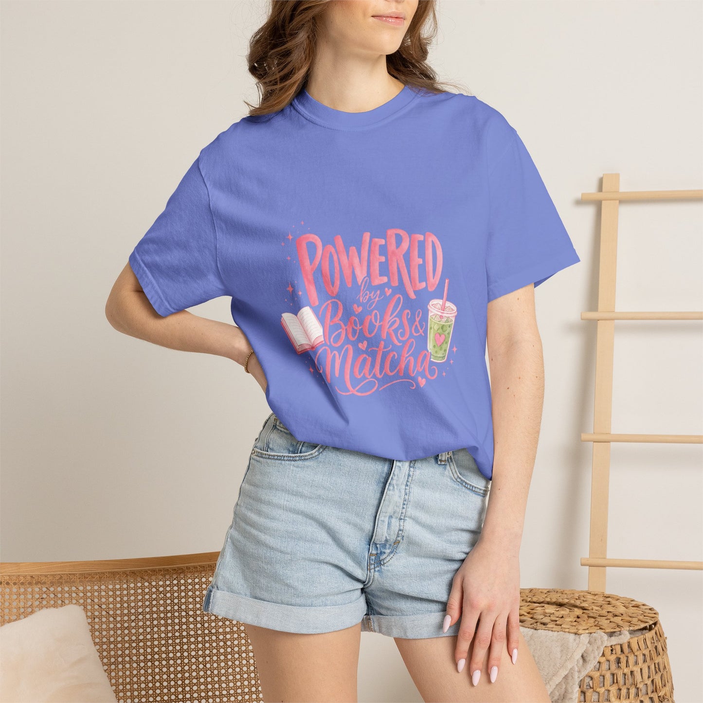 "Powered by Books & Matcha" T-Shirt