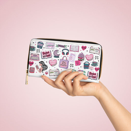 Romance Reader Zipper Wallet — Booklover Sticker Print Wallet