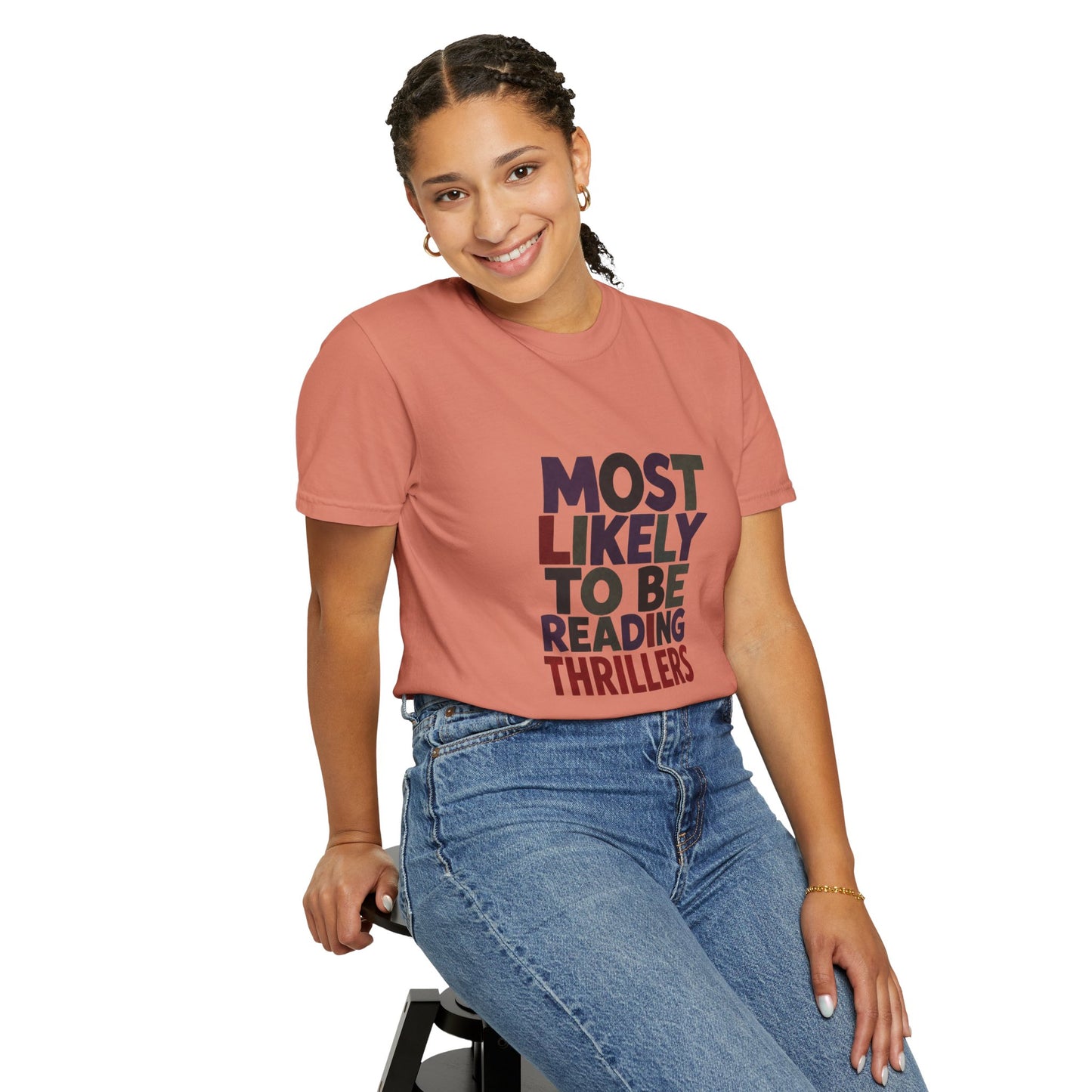 “Most Likely to Be Reading Thrillers” Graphic T-shirt