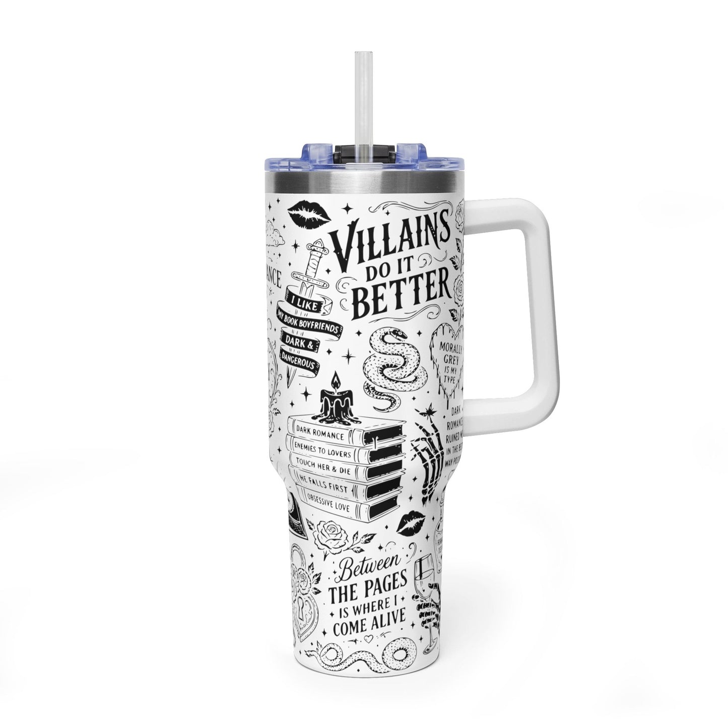 40oz Tumbler — "In My Dark Romance Era (Probably Smut)" Graphic Vacuum Travel Mug