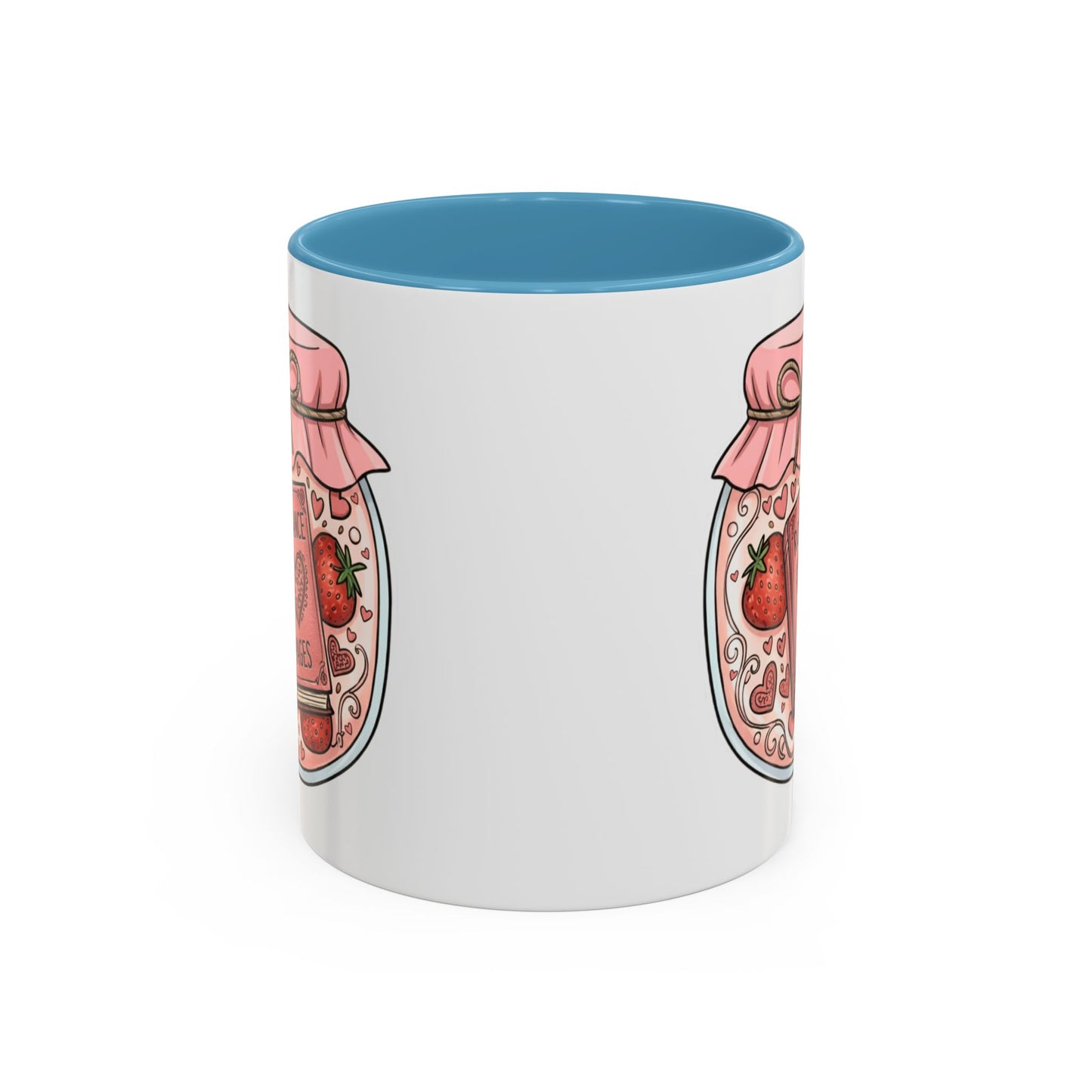 "Romance Pages" Jam Jar Coffee Mug — Cute Strawberry Jam Romance Readers Mug (11/15oz)