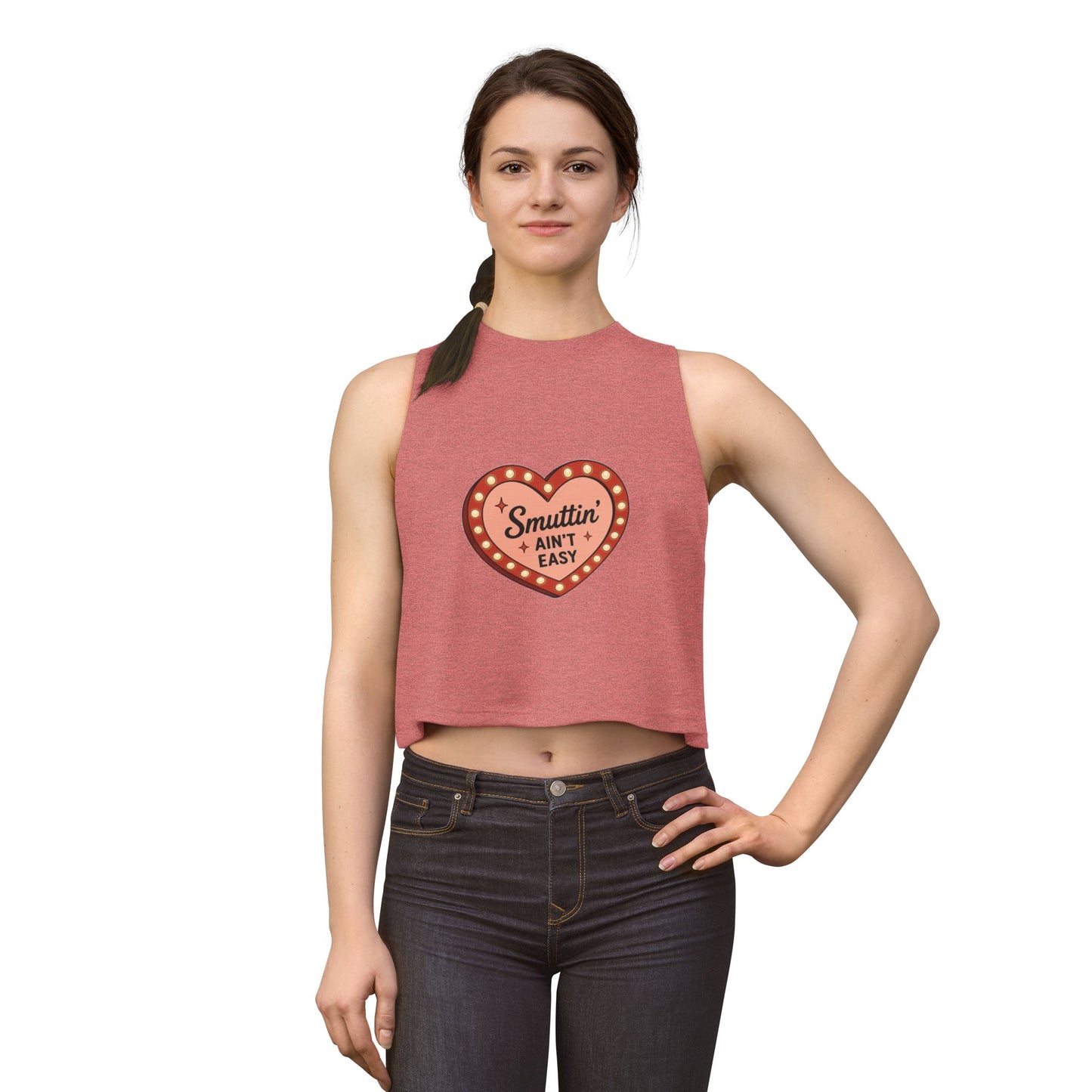 Smut Readers Crop Top — "Smuttin Ain't Easy" Retro Heart Graphic